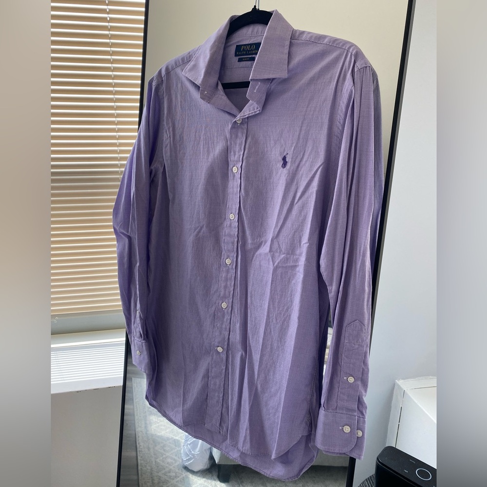 Polo Ralph Lauren - Slim Fit Poplin Dress Shirt in Purple - Size 15.5 Neck 32/33